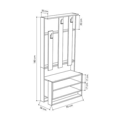 Decortie Moderne Garderobe f�r Zuhause und B�ro - Viel Stauraum und Stil 4Farben - Bild 10 von 10