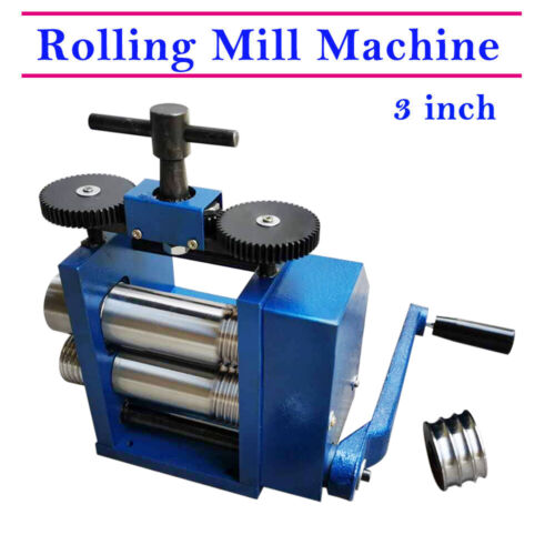 3 In 75mm 1:6 Presser Rolling Mills Jewelry Rolling Mill Machine Gear Ratio BULE - Foto 1 di 23