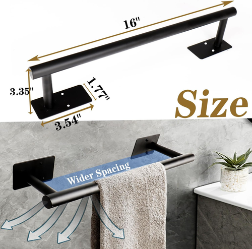Self Adhesive Bath Towel Bar, Stainless Steel Towel Racks for Bathroom No Drilli - Picture 6 of 8