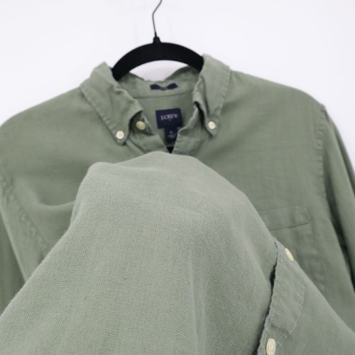 J. Crew Linen Shirt Mens S Green Resort Vacation Coastal Classic Elevated Basic - Picture 11 of 19