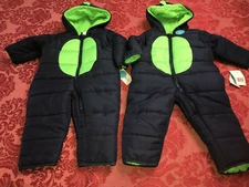 NWT carters 3-6M TWINS Dinosaur spiked snow suit pram coat jacket puffer bunting