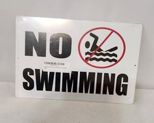 No Swimming Metal Tin Sign Business Retail Store Home Large Pool Large, White