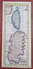 Corsica e Sardegna Impero Romano 1711 Senex incisa mappa a colori a mano