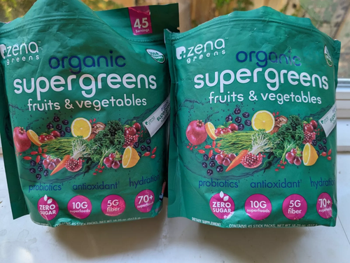 Zena Organic Super Greens Fruit & Vegetables Powder, 90 Sealed Packets