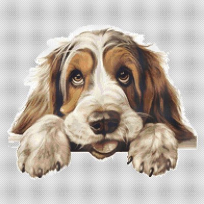 Grand Basset Griffon Vendeen Welpe Hund. Großer, moderner, originaler Kreuzstich