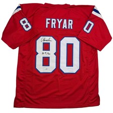 Autographed/Signed IRVING FRYAR New England Red Football Jersey JSA COA Auto