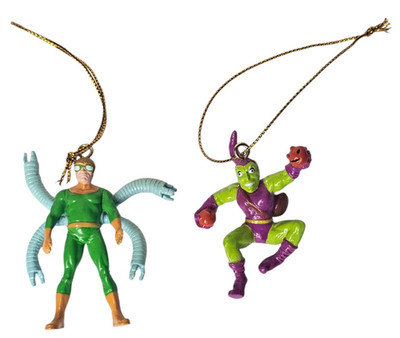 Vintage Marvel Doctor Octopus Green Goblin Christmas Ornament Mini 2004 ~ 2 in