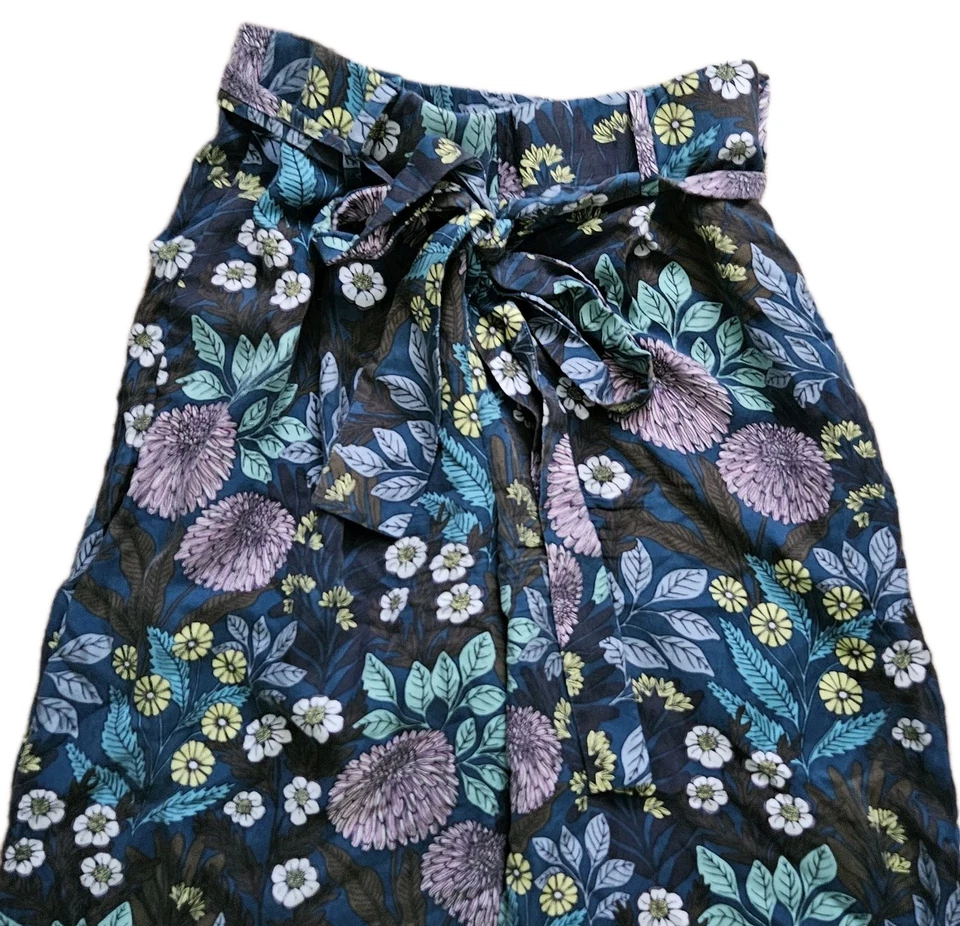 Pantalones Cortos J.Crew Abigail Borg Seda Pierna Ancha Pradera Azul Medianoche Talla 4 Foto 3 de 4