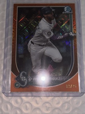 2025 Bowman Chrome Julio Rodriguez Orange Mojo Refractor SSP /25