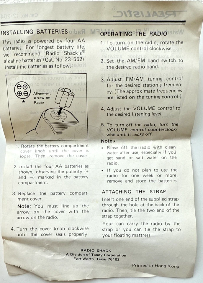Vtg Floating Radio 1988 New OS Realistic Waterbuddy Portable AM/FM -Tested ++ - Image 4 of 4