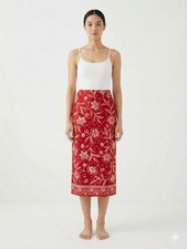 Vintage Talbots Skirt Red Midi Floral A-line Cottage Boho 8