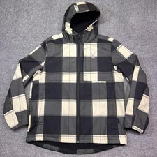 Spyder Jacket Mens XL Gray Plaid Hooded Softs...