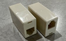 2 PACK RJ12 RJ11 Telephone Phone Modular In-Line Cord Coupler Extender White Two
