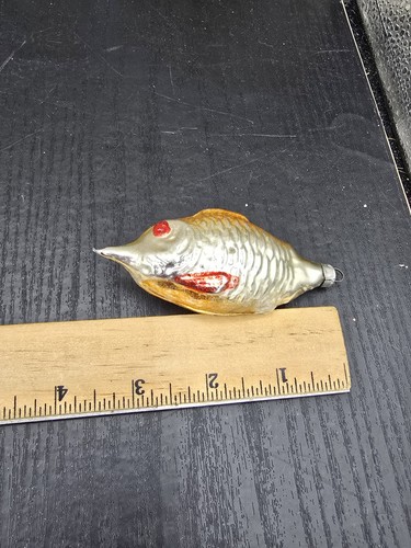 Antik Vintage Quecksilber Glas Orange Silber Tropische Fische Ornament Weihnachten - Bild 3 von 3