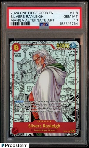 2024 One Piece OP08 EN Manga Alternate Art #118 Silvers Rayleigh PSA 10 GEM MINT