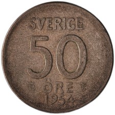 Sweden - 50 Ore - 1954 - KM#825 - J