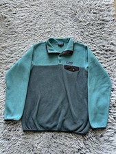 Patagonia Synchilla Womens Large Green Snap T Fleece Pullover 25455