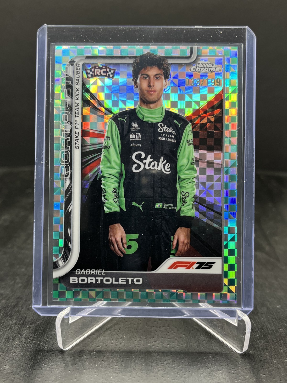 2025 Topps Chrome F1 Gabriel Bortoleto RC Portrait Aqua Checker 038/199 #20