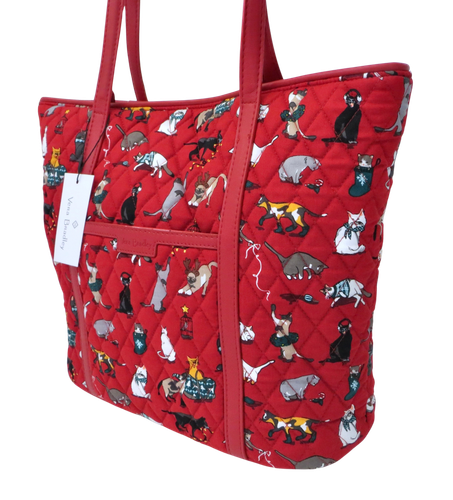 Neu Neu mit Etikett Vera Bradley Urlaub Katzen Kätzchen Weihnachten kleine getrimmte Beuteltasche Handtasche ROT - Bild 4 von 16