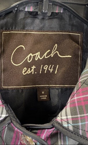Coach Womens Multicolor Plaid Button Quilted Outerwear Jacket Medium Size M - Picture 3 of 5