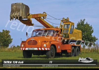 Postkarte TRUCK Nr. 11 - Tatra 138 6x6 autobagr D-032a (1959 - 1972)