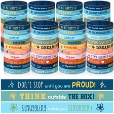 60 Pcs Motivational Silicone Bracelets Motivational Quote Rubber Wristbands I...
