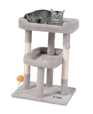  Small Cat Tree, Multi-Level Cat Tree for Indoor Cats, Cat 27.5IN Light Gray