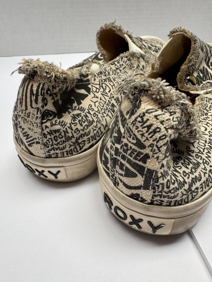 Zapatos sin cordones Roxy Pepperdine texto graffiti para mujer 8,5 retro patinadora Foto 4 de 4