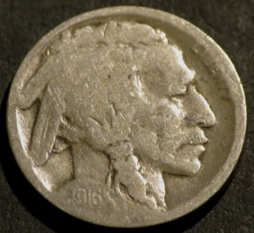 1916 D Buffalo Nickel Semi-Key Date Restored Five Cent 5c Coin E182