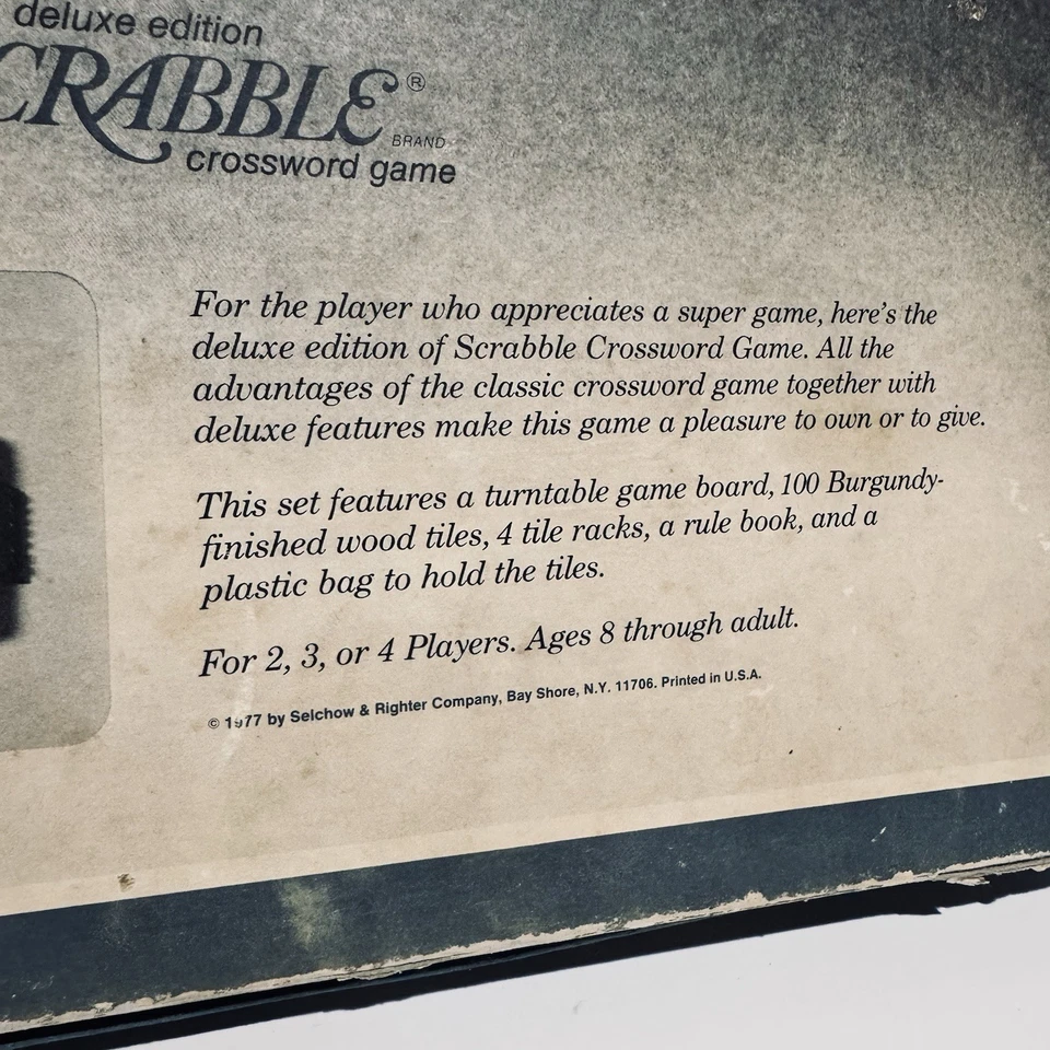 Vintage 1977 Scrabble Deluxe Edition Crossword Game Turntable Base Complete - Image 3 of 4