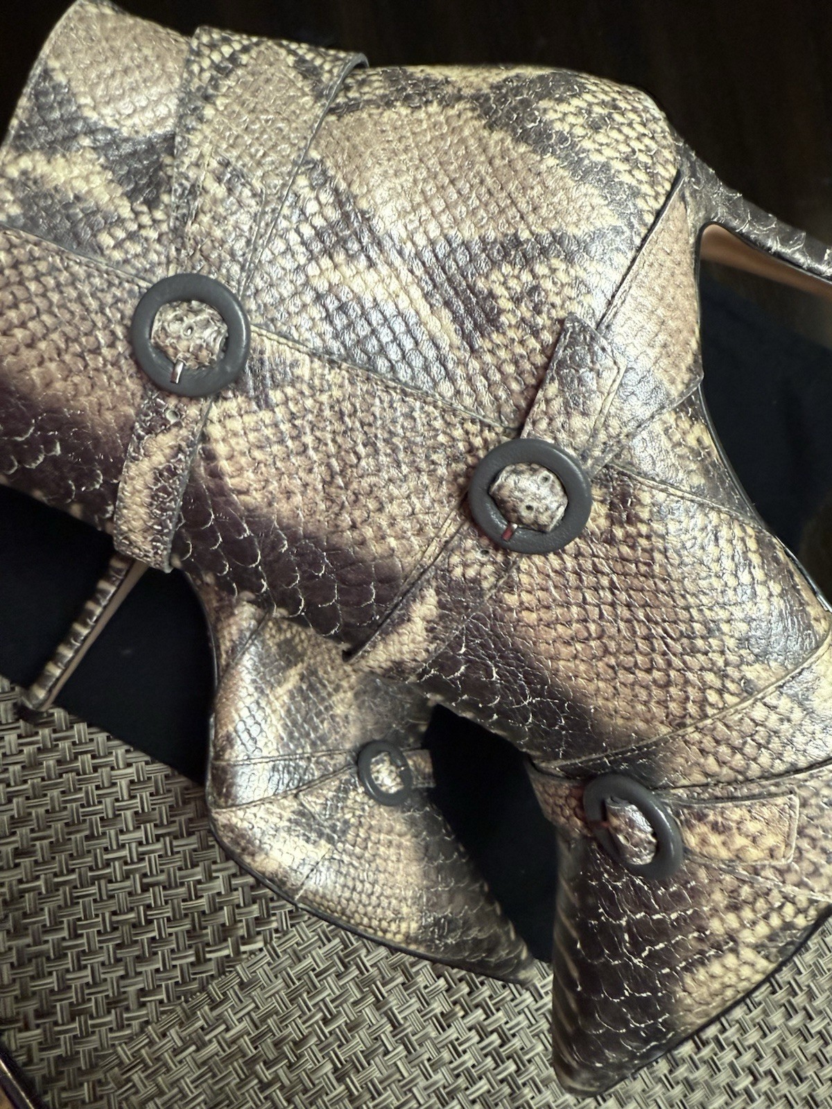 BO.BÔ Python Leather Multi-Strap Ankle Boots – Si… - image 9