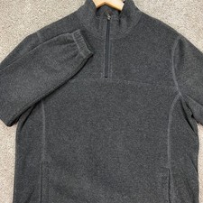 Croft Barrow Sweater Men Medium Gray Long Sleeve Fleece Quarter Zip Pullover EUC