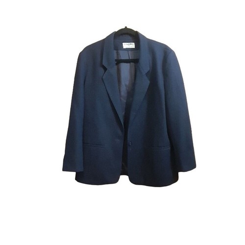 Alfred Dunner Women's 100% Wool Blazer Dark Navy Pockets Button Up Size 12 - Picture 1 of 4
