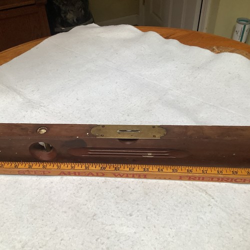 RARE Antique HENRY DISSTON & SONS 22” Level 1912 BRASS & CHERRY ☆USA