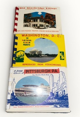 3 VINTAGE SOUVENIR PHOTOBOOKS FROM KODACHROMES WASHINGTON D.C., OSV, PITTSBURG 