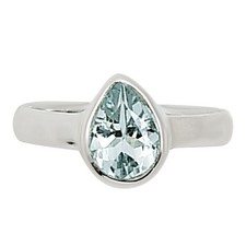 Natural Aquamarine - Brazil 925 Sterling Silver Ring s.6 Jewelry R-1001
