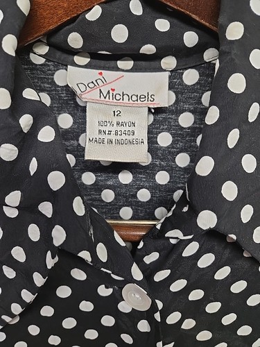 Vtg 70s Polka Dot Maxi Dress Womens 12 Pinup Rockabilly Mod Dagger Twee Swing - Picture 4 of 10