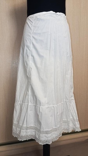Women American Vintage Skirt White Cotton L #50TF