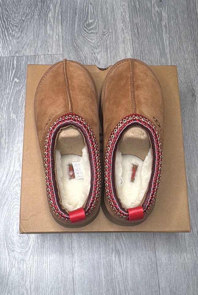 UGG TAZZ CHESTNUT SUEDE MULE PLATFORM SHOES WOMENS SLIPPERS NEW in box - Image 2 of 4