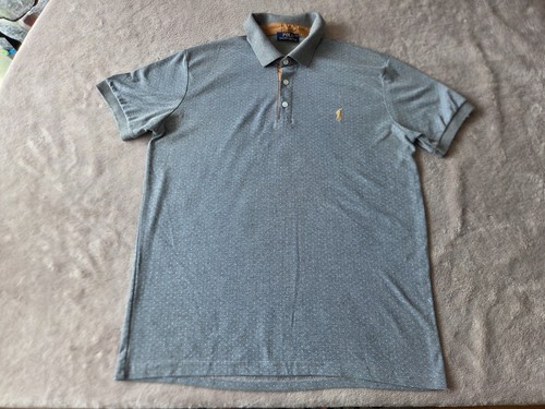 HERREN GRAU GEPUNKTETES POLO RALPH LAUREN WEICHES GEFÜHL KURZARM POLOSHIRT - GRÖSSE 2XL