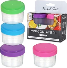Condiment Containers with Screw Lids (4-Piece) - 1.4 Ounce - Bright Colors 