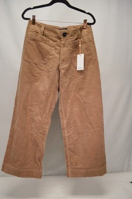NWT Quince Organic Stretch Cordury Cropped Wide Leg Warm Brown Pants Size 4