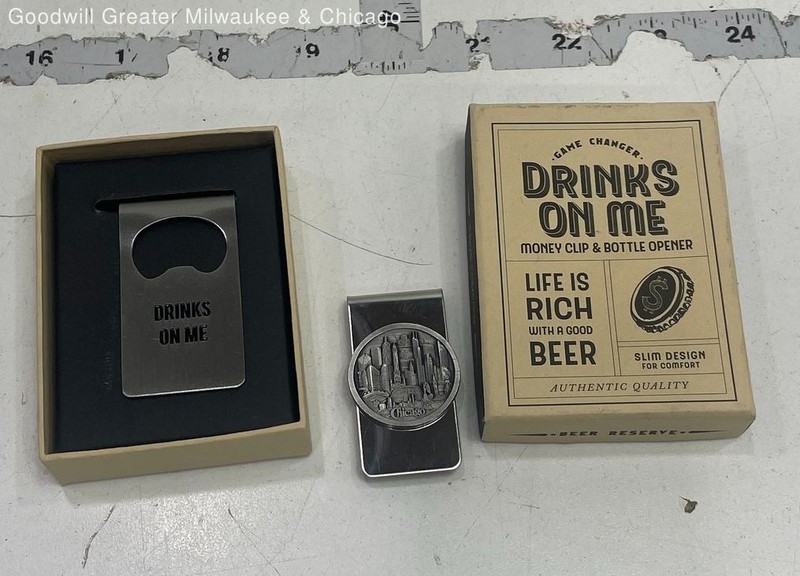 Lot of 2 Novelty Money Clips New York and Beer Opener