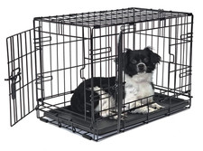 Wire Dog Crate, Double-Door, Divider and Leak-Proof Tray, Metal, F