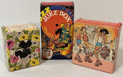 3 Vintage AVON Cologne In Box +Full Bottle: Roller Skate, Juke Box+ Sniffy Skunk