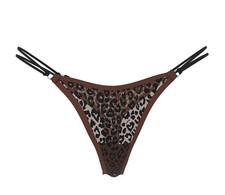 VICTORIA'S SECRET PINK LEOPARD MESH DOUBLE STRAPPY SIDE TINY THONG PANTIES M