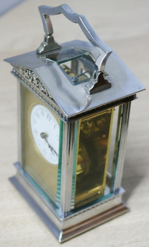 Rare Antique French 8 Day Silvered Architectural Design Timepiece Carriage Clock - Picture 4 of 24