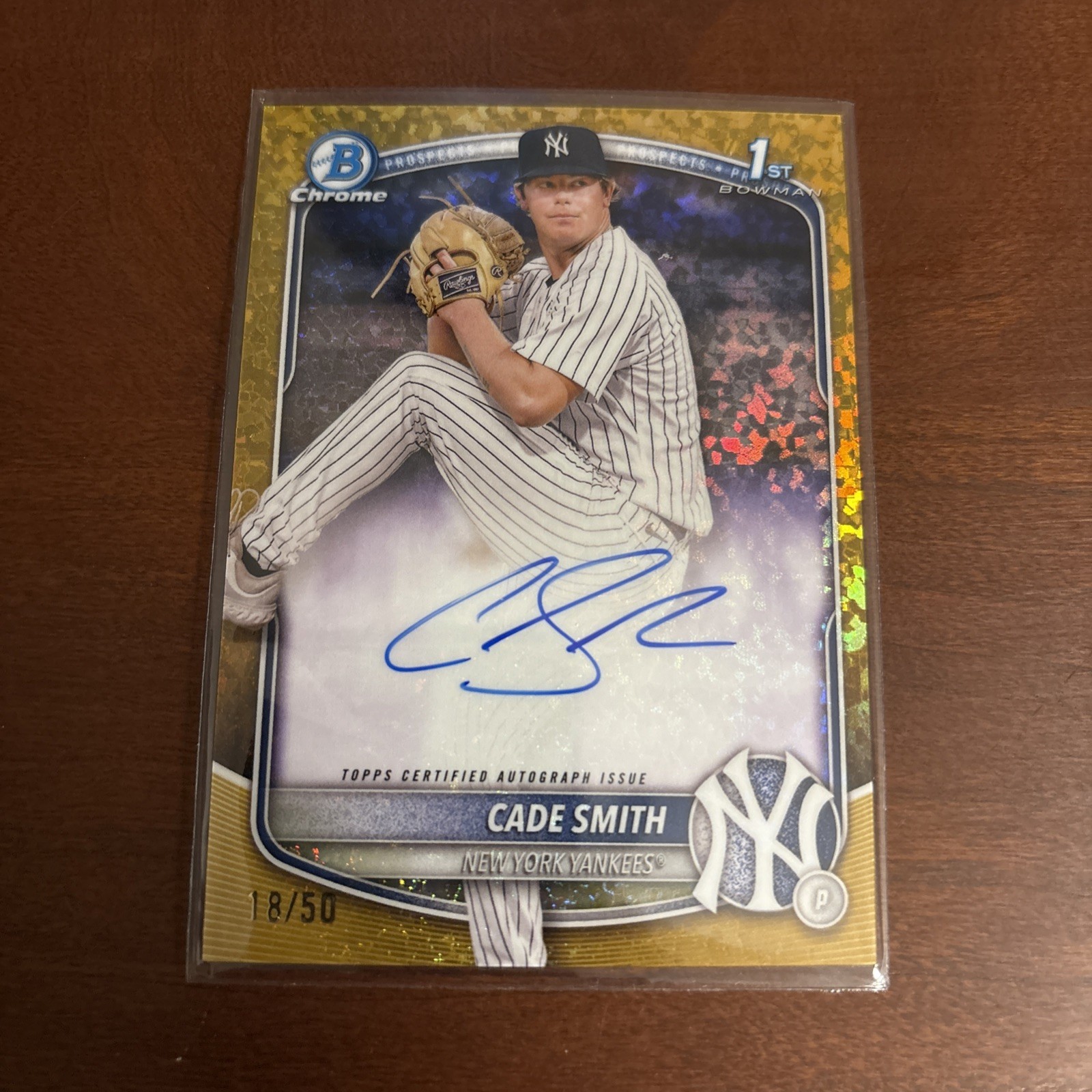 CADE SMITH 2025 Bowman Chrome #CPA-CS Yankees 1st Gold Mini Diamond Auto /50