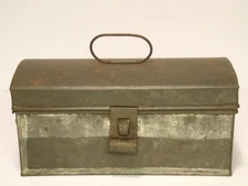 Vintage  1950's  Galvanized Metal  Miniature Sized Tool Box