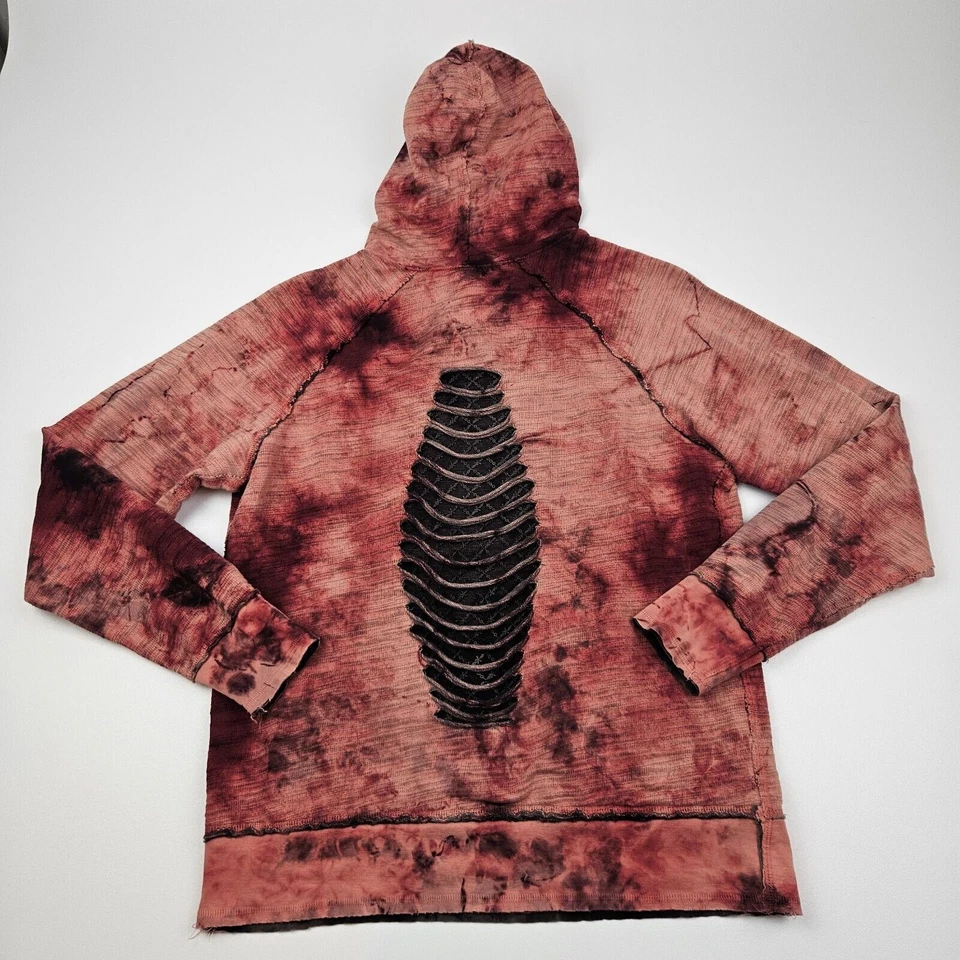 Pulôver feminino Affliction Live Fast com capuz M strass recortado vermelho/rosa Y2K - Imagem 4 de 4